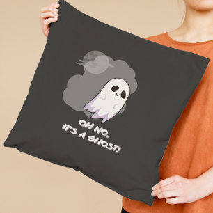 Coussin Oh non, c'est un fantôme ! Joli noir Halloween
