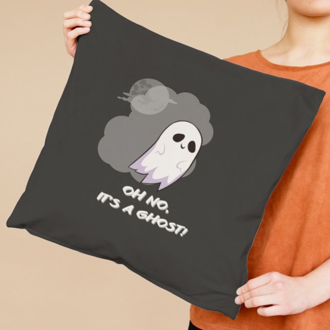 Coussin Oh non, c'est un fantôme ! Joli noir Halloween (Créateur téléchargé)