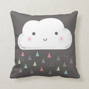 Coussin Oh nuage, il pleut des triangles ! + monogramme
