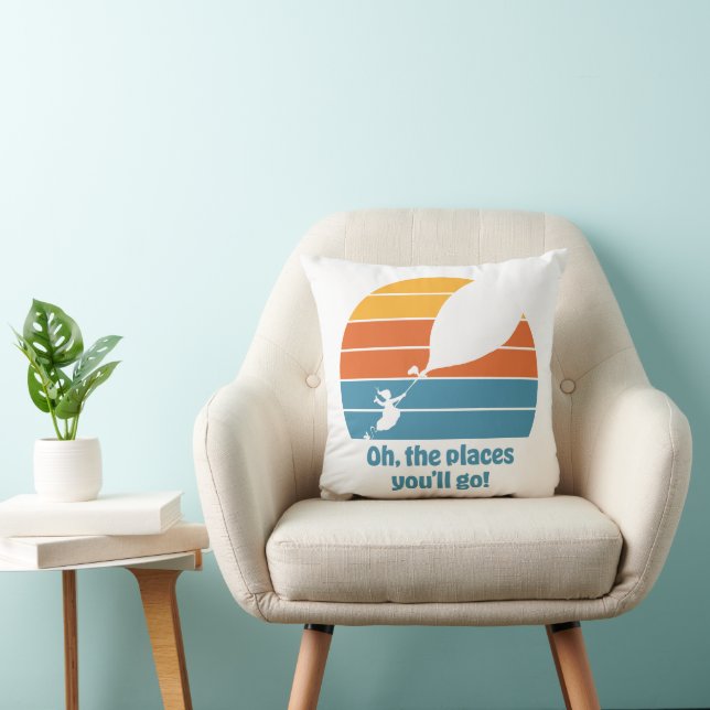 Coussin Oh, The Places You'll Go! Rétro Coucher de Soleil (Chaise)