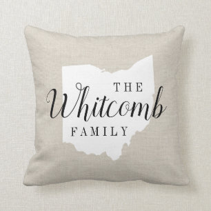Coussin Ohio Famille Monogramme État Pilote