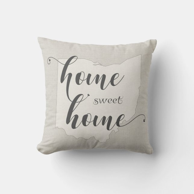 Coussin Ohio - Home Sweet Home burlap look (Recto)