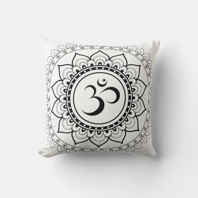 Coussin Ohm Mandala Om Mandala Blanc & Noir (Recto)