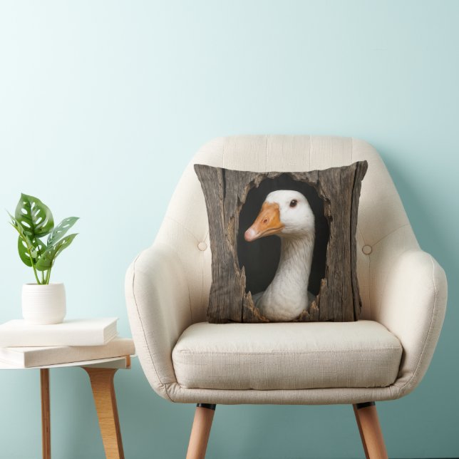 Coussin Oie Blanche À Partir Du Trou En Bois Déchiré (Chaise)