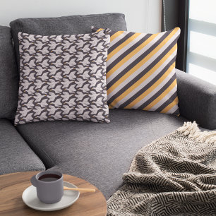 Coussin Oie caricaturale blanche Motif géométrique gris fo