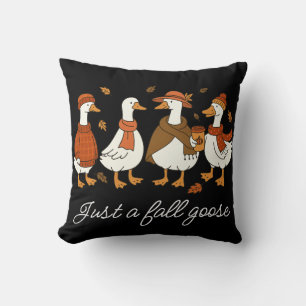 Coussin Oie d'automne cosy - Illustration animale de la sa