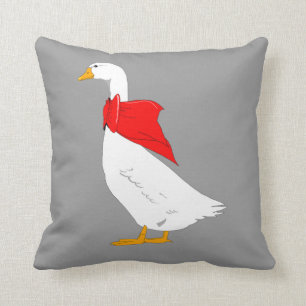 Coussin Oie d'Emden avec foulard à nœud rouge