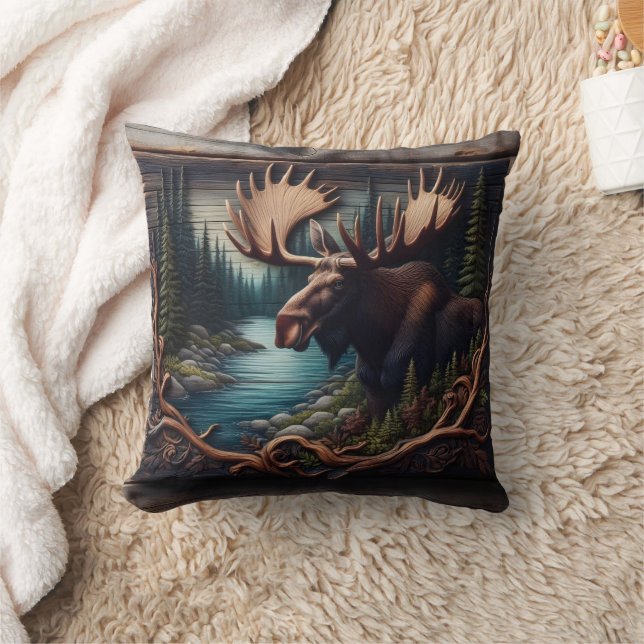 Coussin Oie en forêt Par une rivière à Dusk (Couverture)