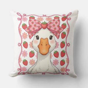 Coussin Oie fraise femme été noeud