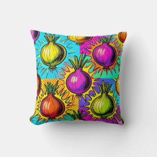 Coussin Oignons Colorés Pop Art