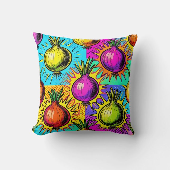 Coussin Oignons Colorés Pop Art (Recto)