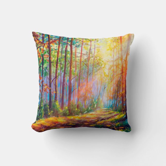 Coussin  oil painting gorgeous forest in autumic, scenic l (Recto)
