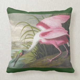 Coussin Oiseau à bec jaune vert rose double face