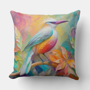 Coussin Oiseau à poitrine rouge à bec rose