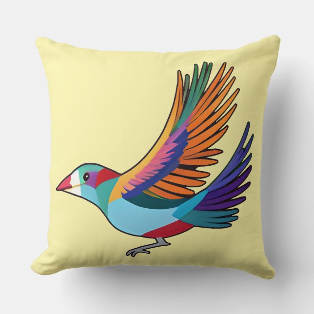 Coussin Oiseau Abstrait et coloré (Recto)