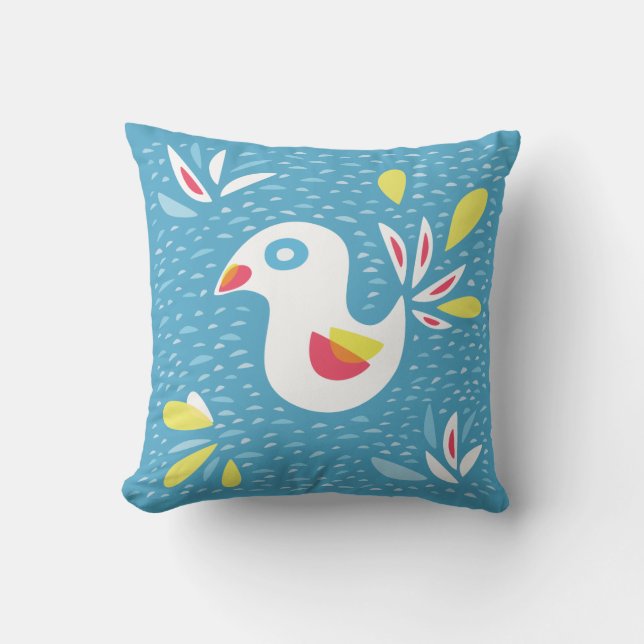 Coussin Oiseau abstrait mignon au printemps (Recto)