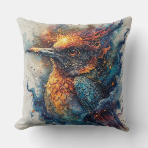 Coussin Oiseau aux couleurs ardentes et contraste intense