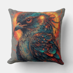 Coussin Oiseau aux couleurs ardentes et contraste intense