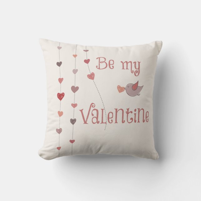 Coussin Oiseau avec Vins du Coeur Valentines (Recto)