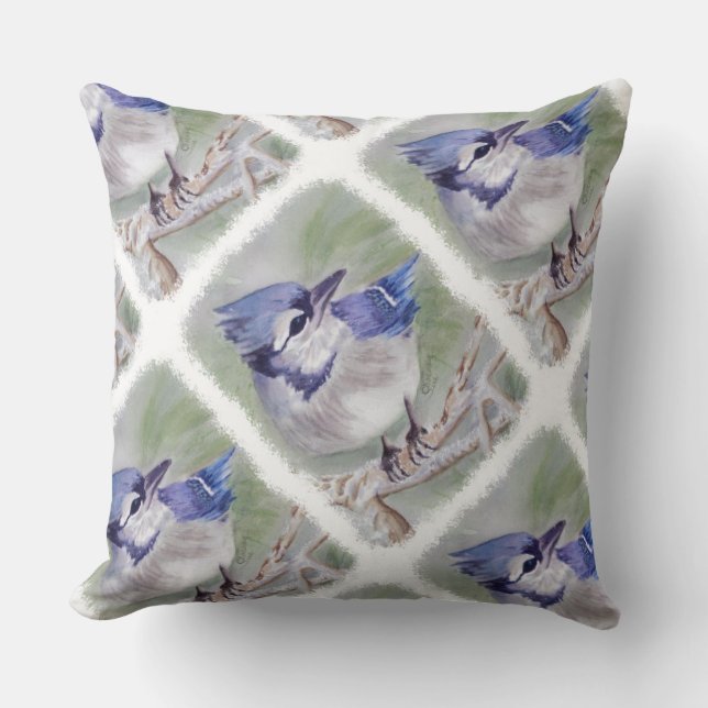 COUSSIN OISEAU BLEU DE PARADIS (Recto)