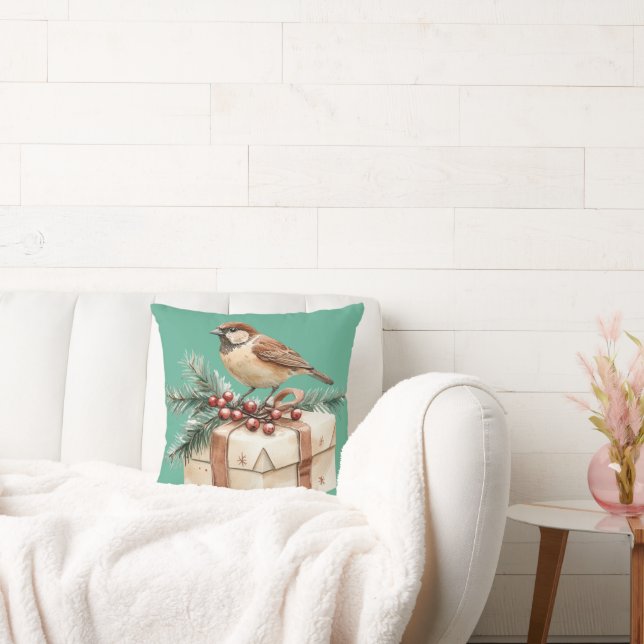 Coussin Oiseau cadeau de Noël (Canapé)