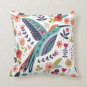 Coussin Oiseau coloré