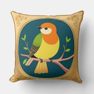 Coussin Oiseau coloré dans une œuvre d'art encadrée ornée