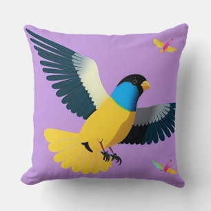 Coussin Oiseau Coloré en Vol
