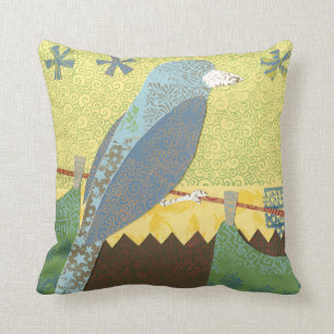 Coussin Oiseau coloré sur fil