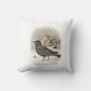 Coussin Oiseau commun vintage