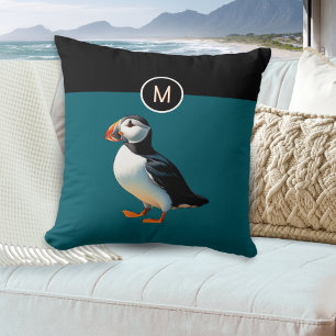 Coussin Oiseau côtier de l'Atlantique Monogramme de la fau