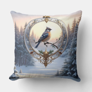Coussin Oiseau dans un ornement de Noël