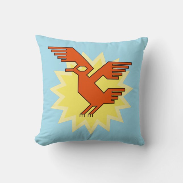 Coussin Oiseau de Condor andin géométrique (Recto)