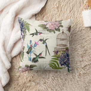 Coussin Oiseau-de-mer Vintage Oiseau-de-vie Floral Jeu d'o
