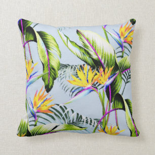 Coussin Oiseau de palme paradisiaque Accent tropical Feuil