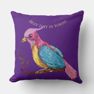 Coussin Oiseau de Paradis Le Meilleur Jour Est Aujourd'h