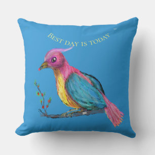 Coussin Oiseau de Paradis Meilleur Jour Est Aujourd'hui