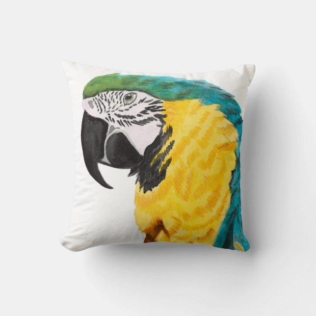 Coussin Oiseau de perroquet tropical (Recto)