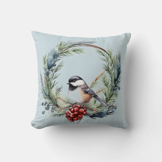 Coussin Oiseau de poule de Noël dans l'art de la couronne (Recto)