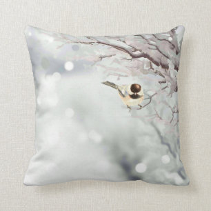 Coussin Oiseau de poulet de l'arbre gelé d'hiver
