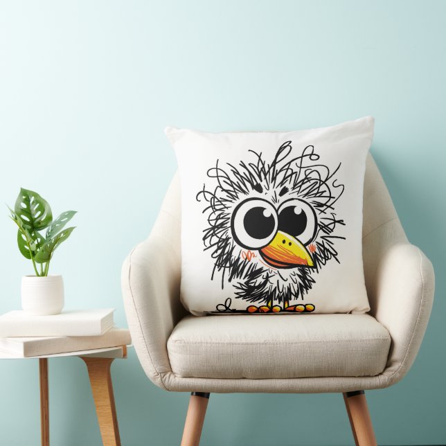 Coussin Oiseau dépenaillé : Art mignon et drôle (Chaise)