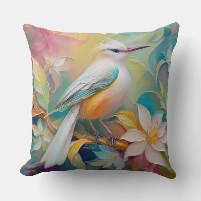Coussin Oiseau d'Imaginaire tourbé d'or (Recto)