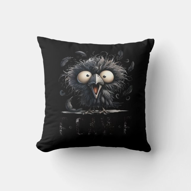 Coussin Oiseau drôle tendance F-Caw-F Unique (Recto)