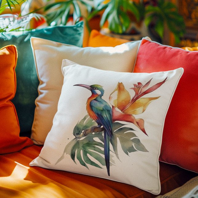 Coussin Oiseau du Paradis, fleur phantasy coloré (Créateur téléchargé)