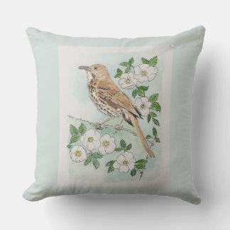 Coussin oiseau et fleur de l'État de Géorgie
