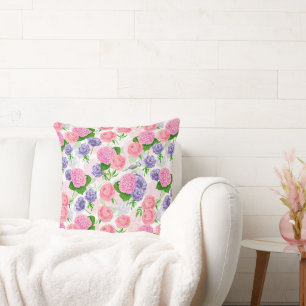 Coussin Oiseau et fleurs