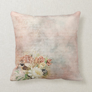 Coussin Oiseau floral vintage