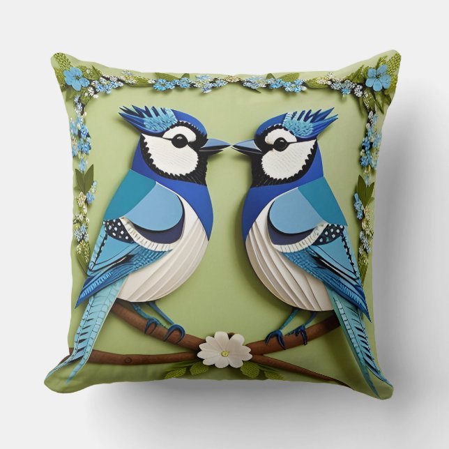 Coussin Oiseau geai bleu Décoration d'intérieur de la natu (Recto)