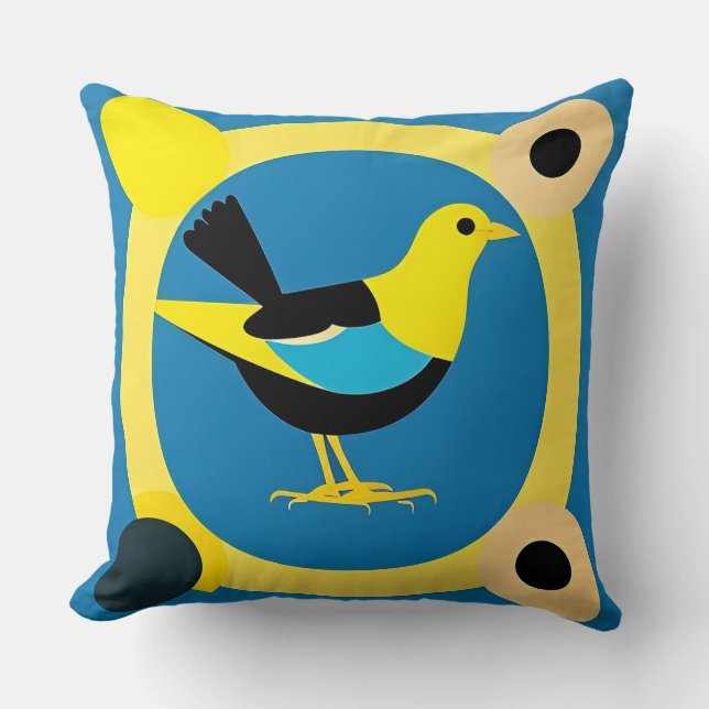 Coussin 🎨 Oiseau géométrique Décoration abstraite moderne (Recto)