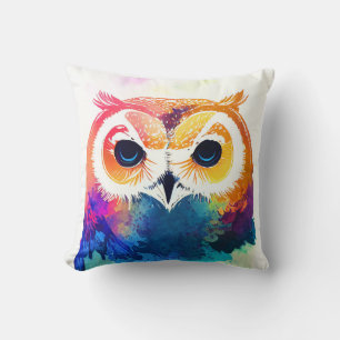 Coussin Oiseau Hibou Nature sauvage Animal Couleur peintur